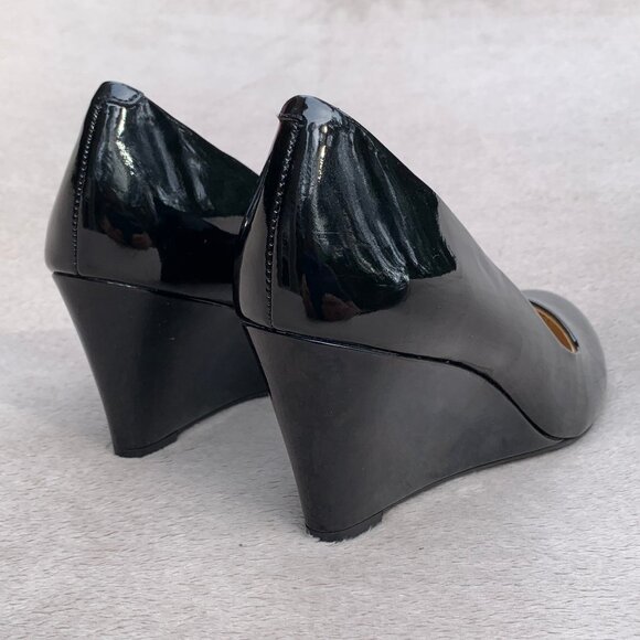Jessica Simpson Faux Patent Leather Wedge Heels Sz 8.5 - Picture 10 of 14